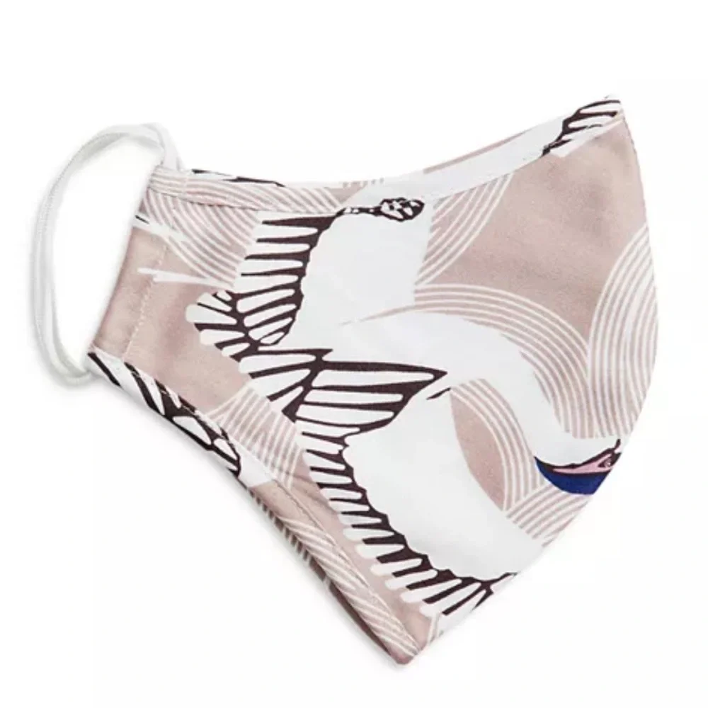 Stylish Tan and White Crane Pattern Face Mask TED BAKER Reversible Reusable